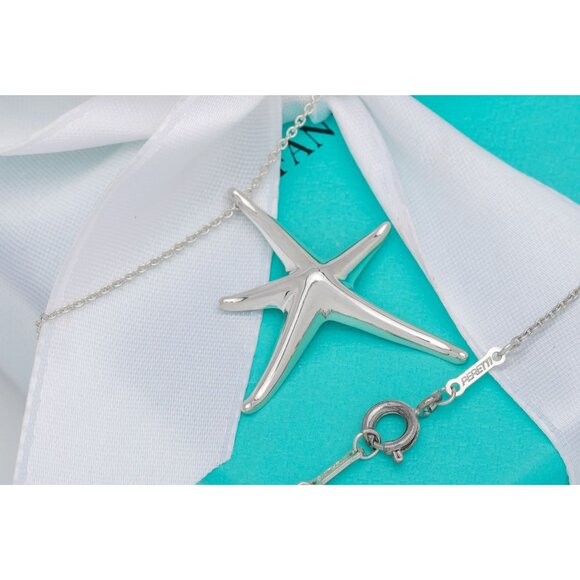 Tiffany & Co. Vintage Large Starfish Necklace Elsa Peretti Pendant 27mm Silver - Picture 8 of 9